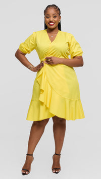 Waverly Wrap Dress - Yellow