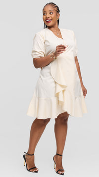 Vivienne Wrap Dress - Cream white