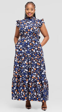 Ryan Maxi Dress - Navyblue/Cream