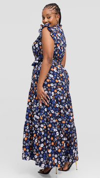 Ryan Maxi Dress - Navyblue/Cream