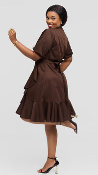 Vikuba Wrap Dress - Brown