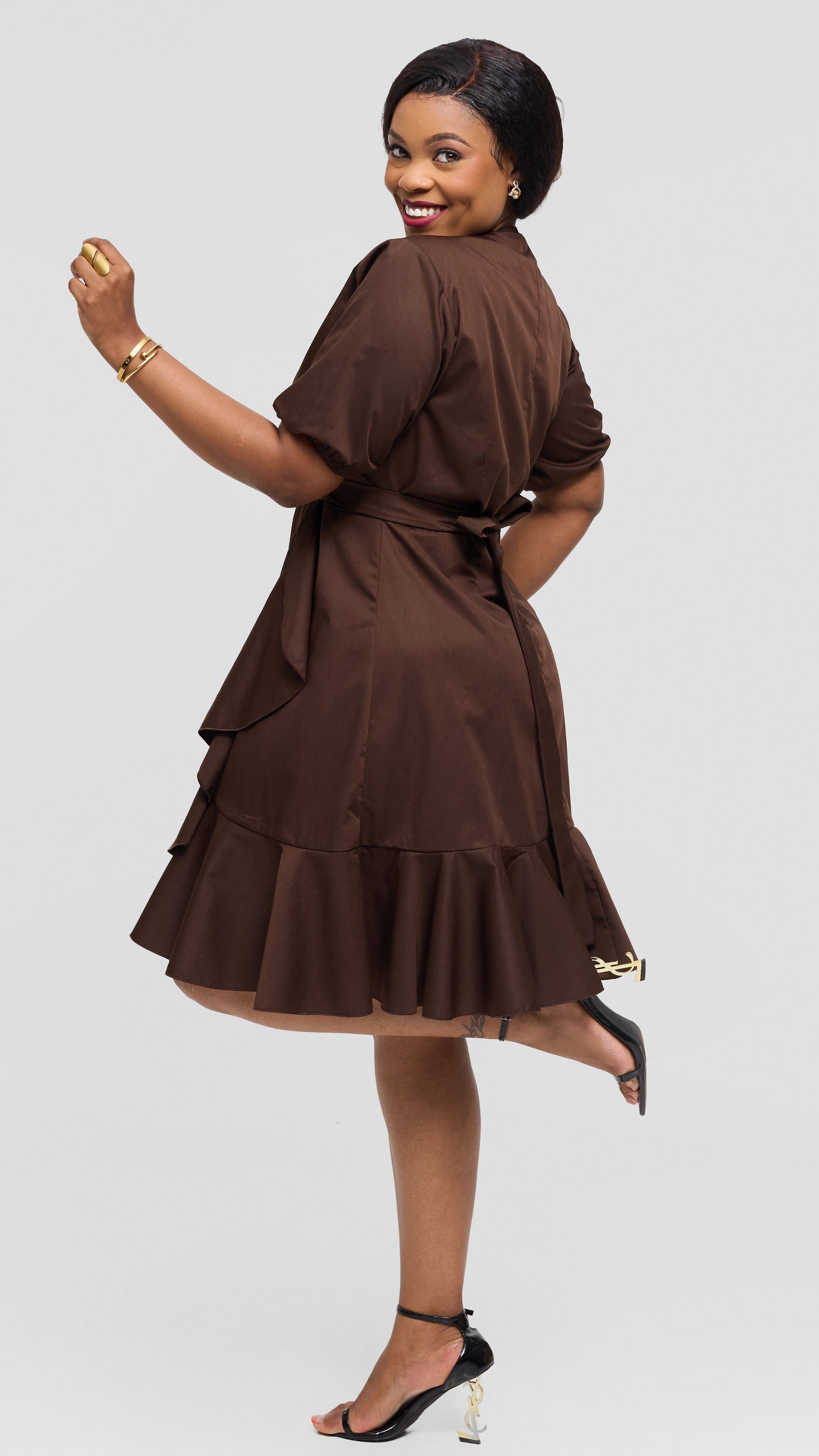 Vikuba Wrap Dress - Brown