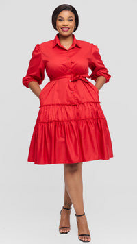 Suglo Shirt Dress - Red