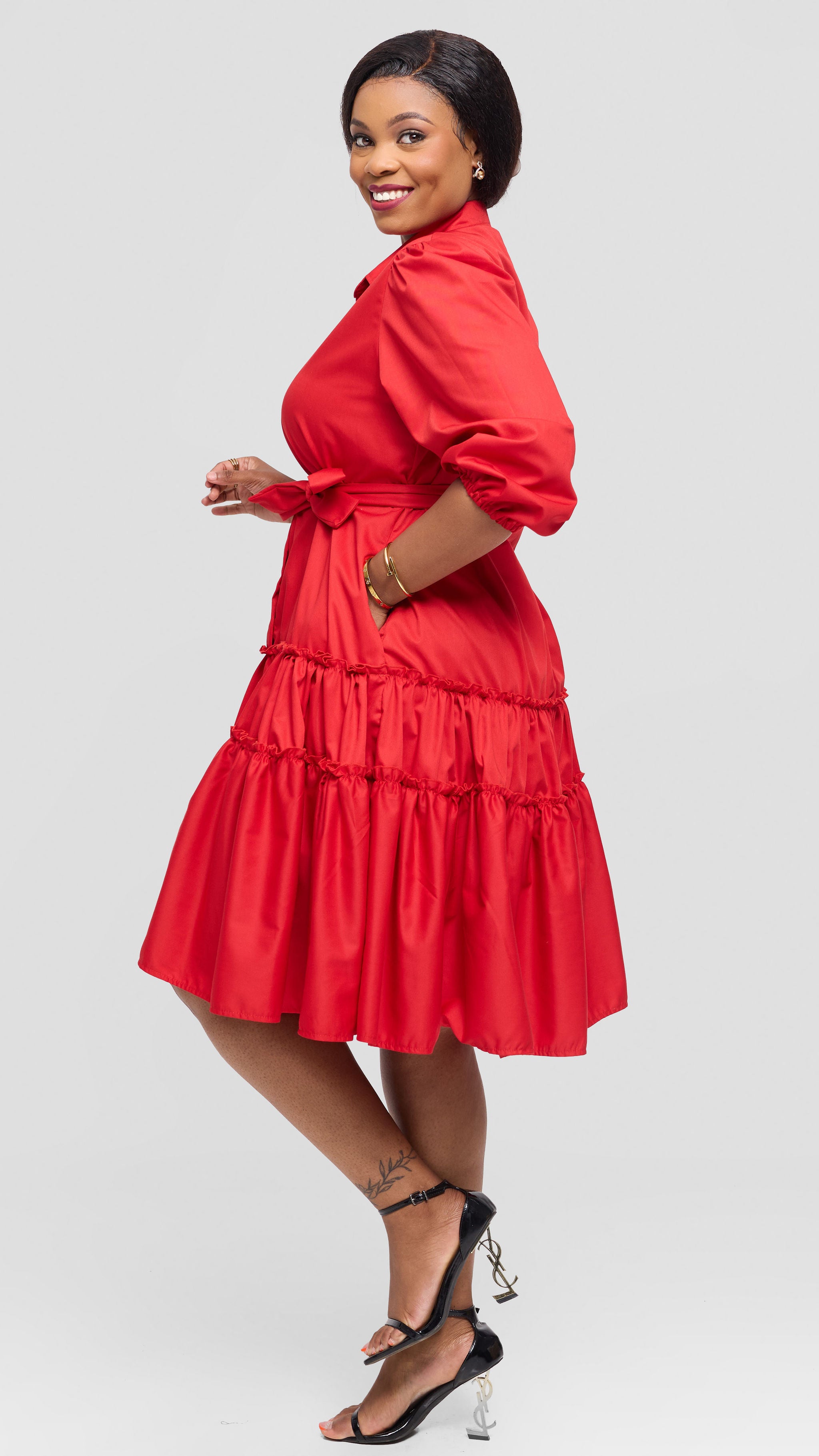 Suglo Shirt Dress - Red
