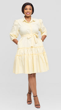 Sloane Shirt Dress - Cream yellow