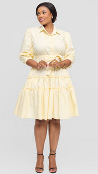 Sloane Shirt Dress - Cream yellow