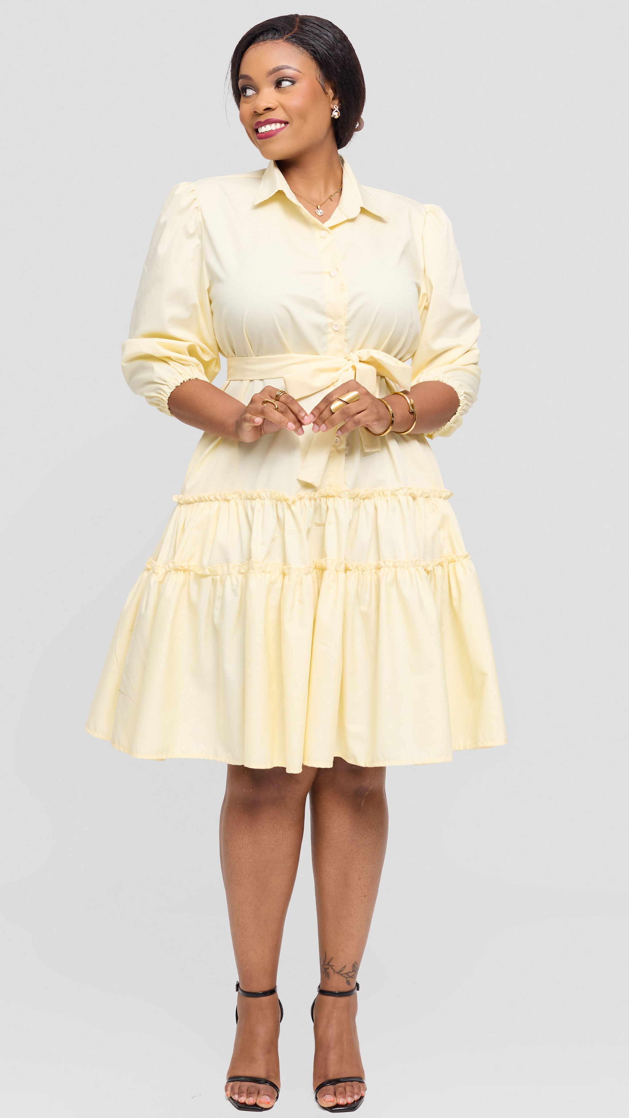 Sloane Shirt Dress - Cream yellow