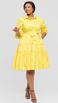 Suhuyini Shirt Dress - Yellow