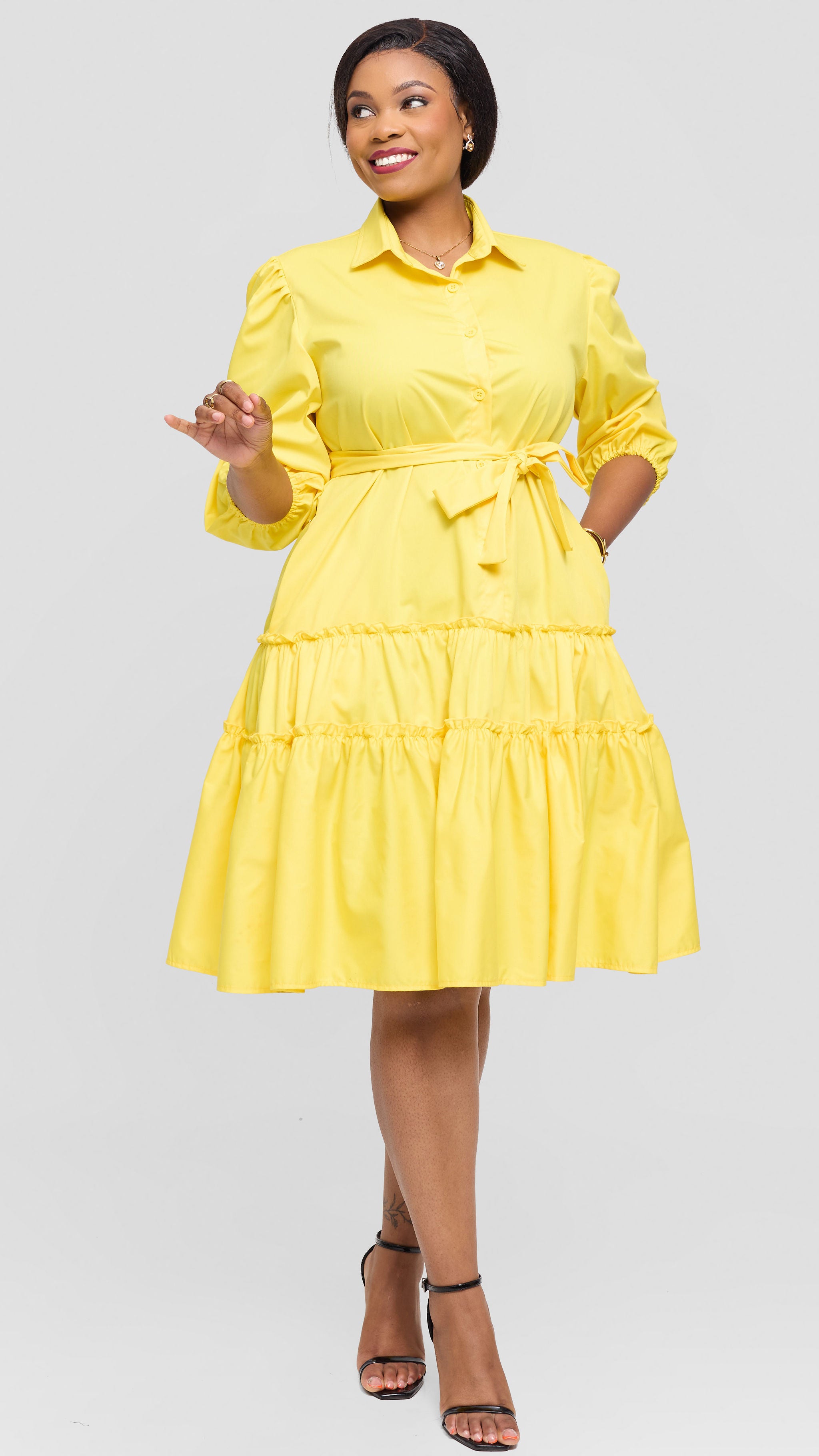 Suhuyini Shirt Dress - Yellow