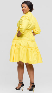 Suhuyini Shirt Dress - Yellow
