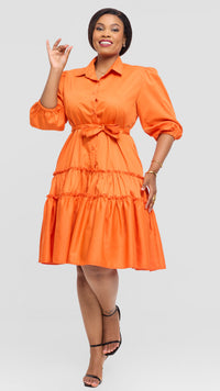 Skye Shirt Dress - Orange