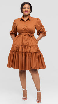 Sofia Shirt Dress - Brown