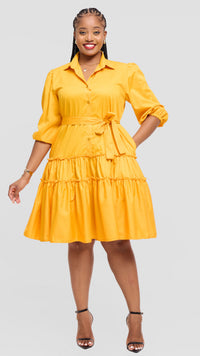 Simone Shirt Dress - Mustard