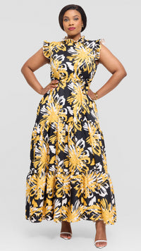 Saha Maxi Dress - Black/Yellow