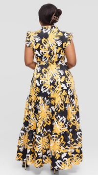 Saha Maxi Dress - Black/Yellow