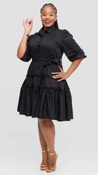 Sierra Shirt Dress - Black