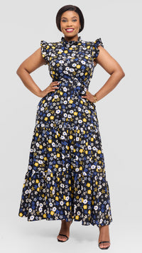 Ruth Maxi Dress - Black/Yellow