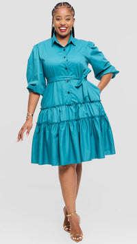 Skyla Shirt Dress - Blue