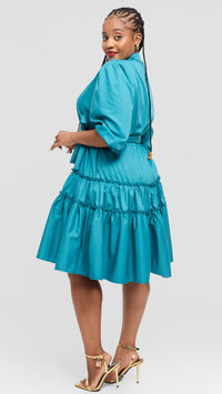 Skyla Shirt Dress - Blue