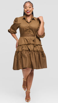Serenity Shirt Dress - Brown