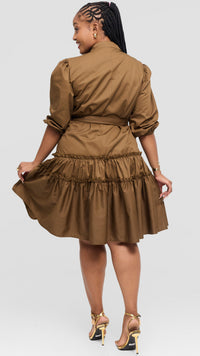 Serenity Shirt Dress - Brown