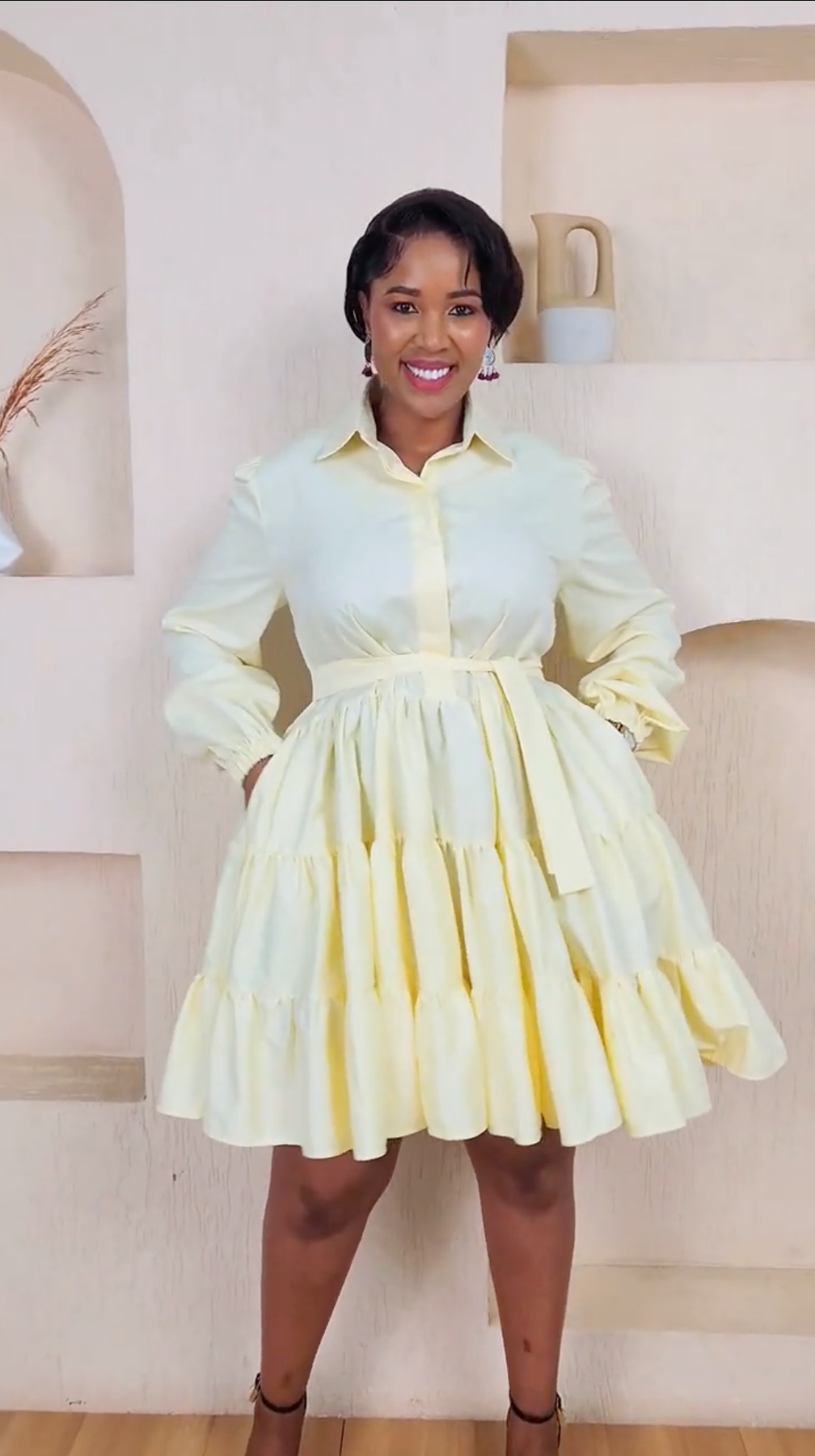 Thika  Shirt Dress - Cream Yellow