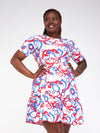 Josie Dress - Red/Blue