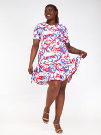 Josie Dress - Red/Blue