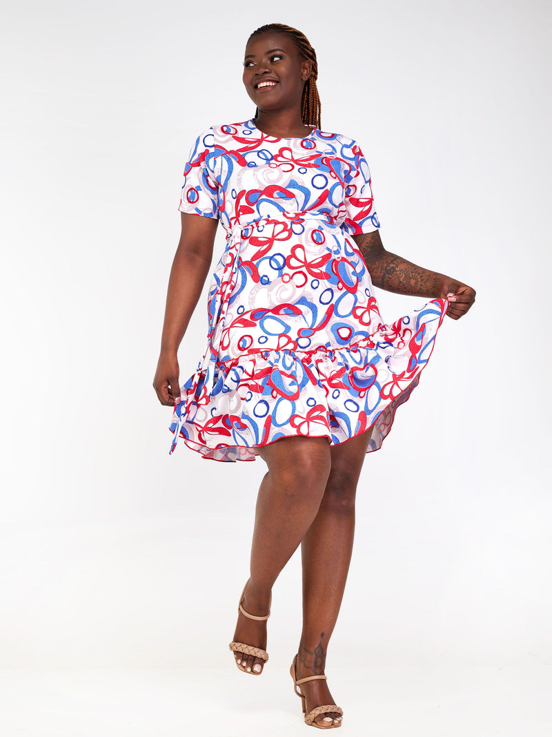 Josie Dress - Red/Blue