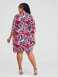 River Free Size Shirt Dress - Red