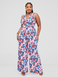 Mila Overlay Jumpsuit - Blue / Pink