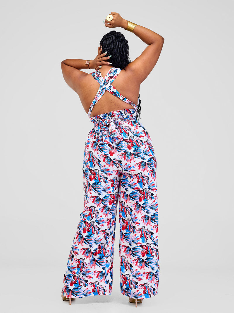 Mila Overlay Jumpsuit - Blue / Pink