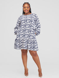 Dudi Shift Dress - Navy blue/white