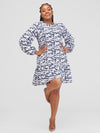 Dudi Shift Dress - Navy blue/white