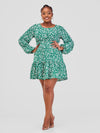 Caren Flowered Shift Dress - Green