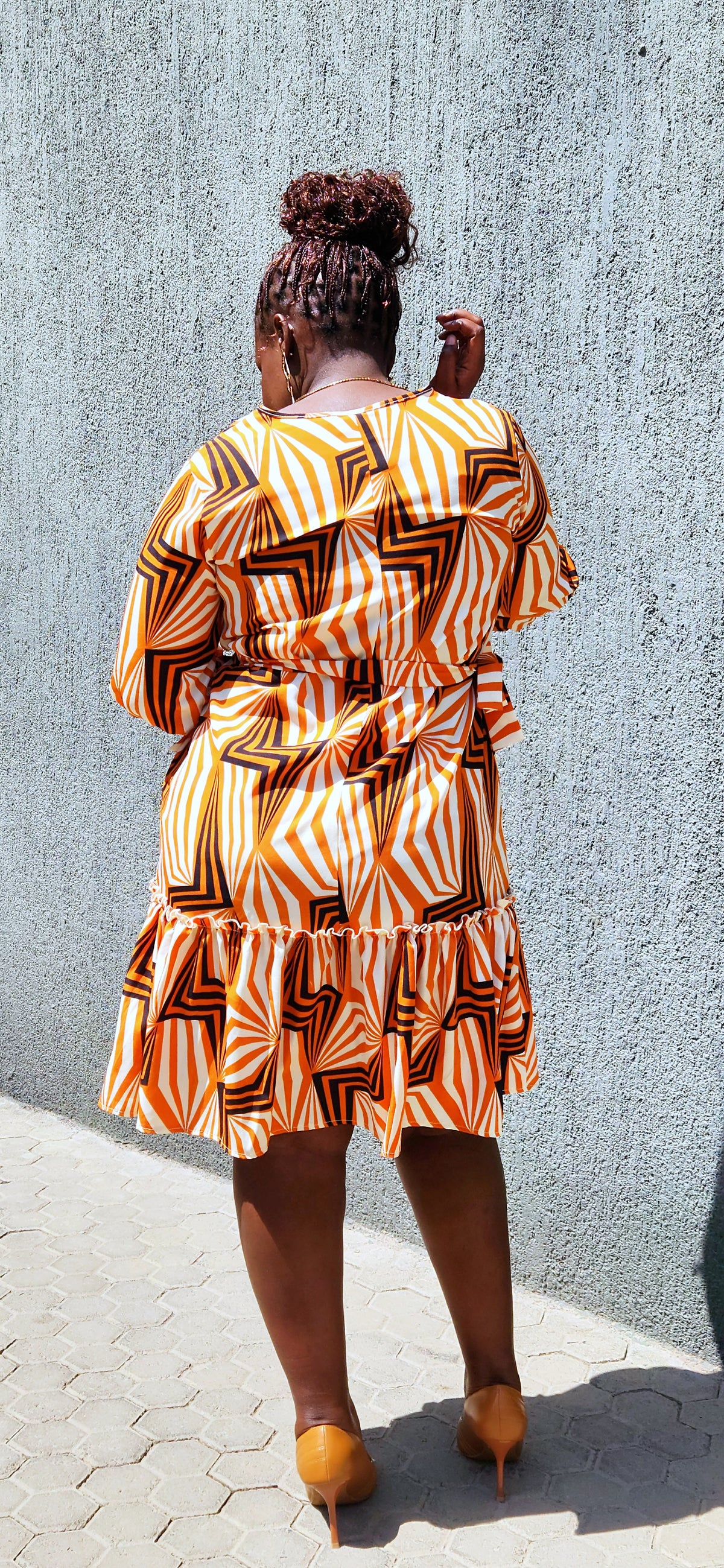 Salma  Shirt Dress - Cream/Orange