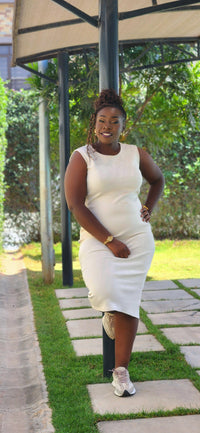 Cherbia Bodycon Dress - Cream white