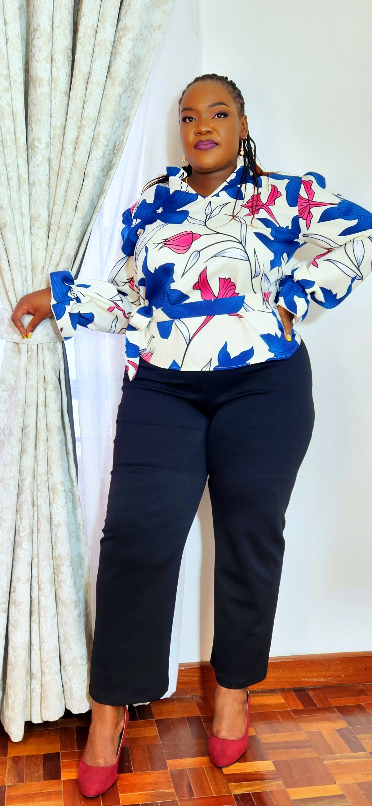 Sono Longsleeve  Blouse - White/Blue