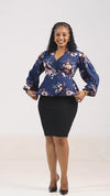 Adley Wrap Blouse-Blue