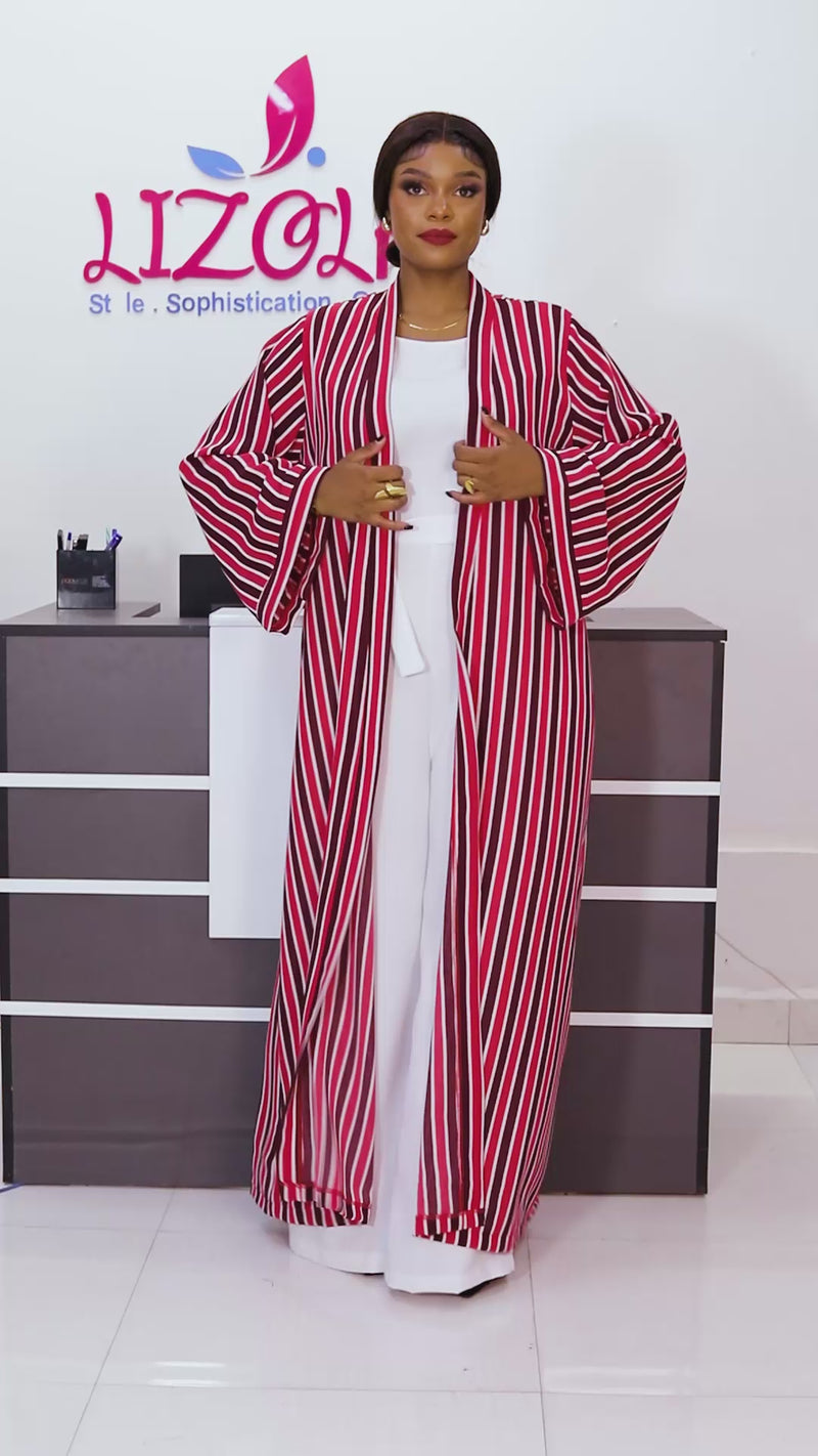 Martha Kimono - Maroon/Red/White