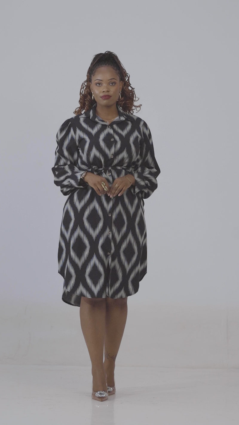 Walta Shirt Dress -Black