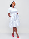 Lizola Fancy Silk with Button Dress - White